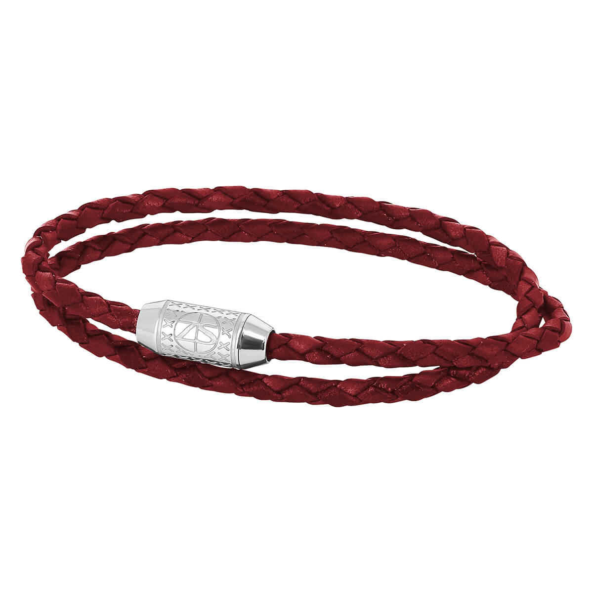 Red Braided Leather Bracelet for Men